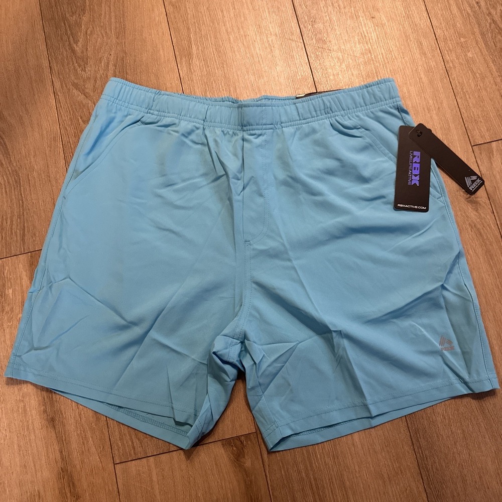 RBX Active Mens Training Shorts Light Blue 7 Inch Inseam‎ CRM5156 Large NWT